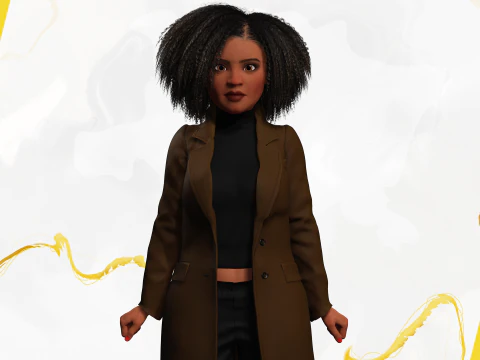 Classic Afro - Cartoon Black African Woman 3D Model