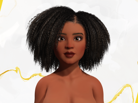 Classic Afro - Cartoon Black African Woman 3D Model