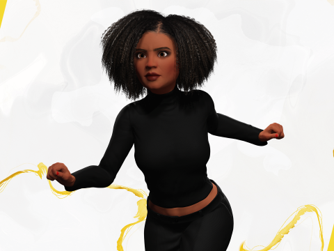 Classic Afro - Cartoon Black African Woman 3D Model