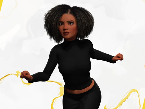 Classic Afro - Cartoon Black African Woman 3D Model