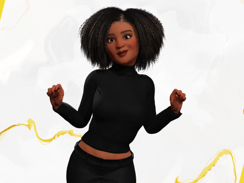 Classic Afro - Cartoon Black African Woman 3D Model