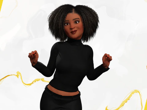 Classic Afro - Cartoon Black African Woman 3D Model