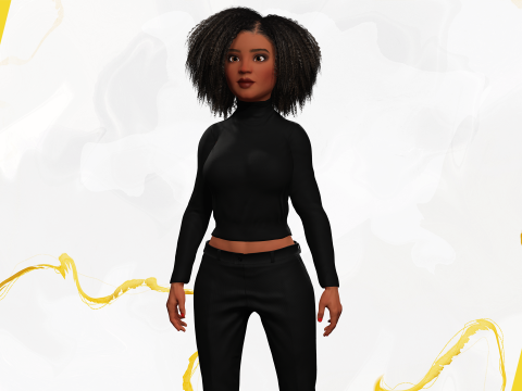 Classic Afro - Cartoon Black African Woman 3D Model