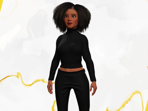 Classic Afro - Cartoon Black African Woman 3D Model