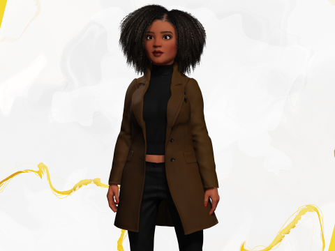 Classic Afro - Cartoon Black African Woman 3D Model