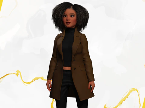 Classic Afro - Cartoon Black African Woman 3D Model