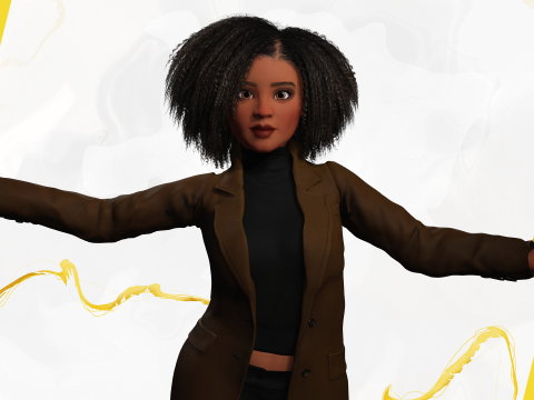 Classic Afro - Cartoon Black African Woman 3D Model