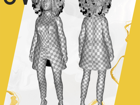 Classic Afro - Cartoon Black African Woman 3D Model