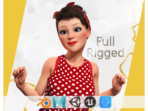 Mother woman Stylized Cute Girl 3D 모델
