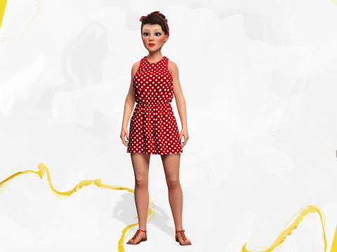 Mother woman Stylized Cute Girl 3D Model