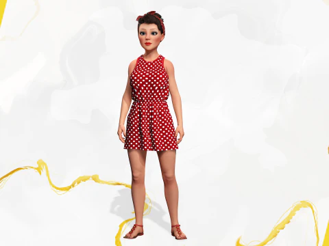 Mother woman Stylized Cute Girl 3D Model