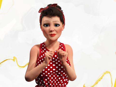 Mother woman Stylized Cute Girl 3D Model