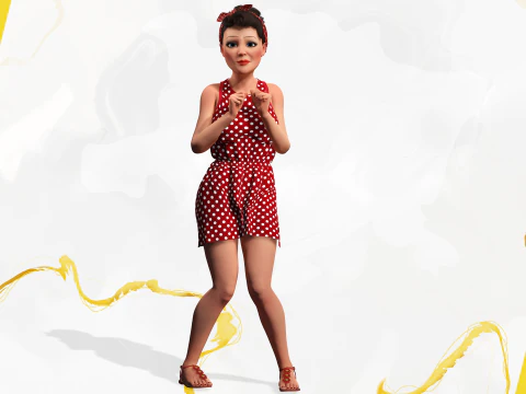 Mother woman Stylized Cute Girl 3D Model