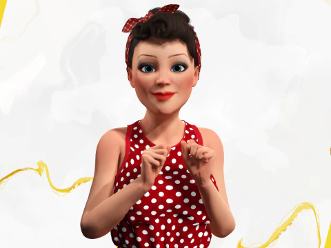 Mother woman Stylized Cute Girl 3D Model