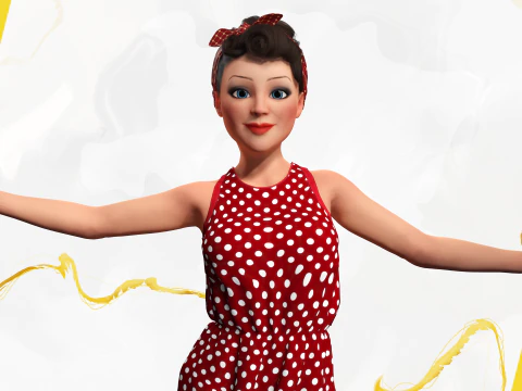 Mother woman Stylized Cute Girl 3D Model