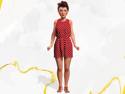 Mother woman Stylized Cute Girl 3D Model