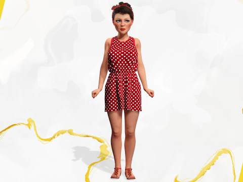 Mother woman Stylized Cute Girl 3D Model