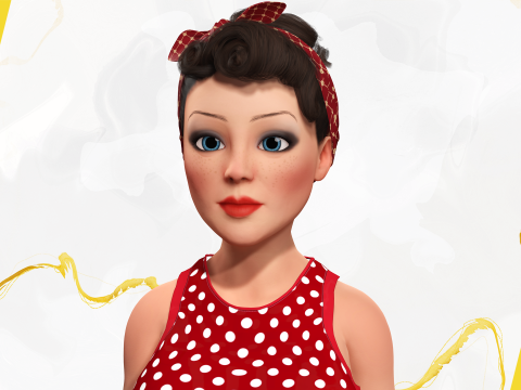 Mother woman Stylized Cute Girl 3D Model