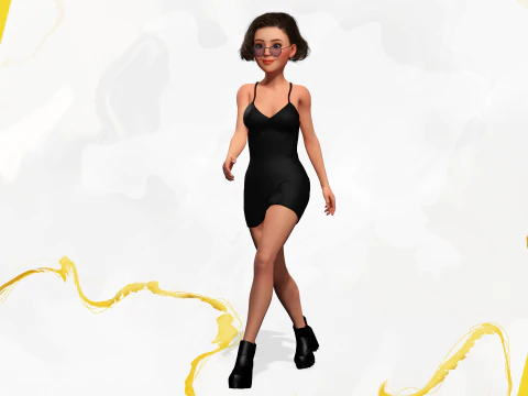 Stylized Cartoon Woman Toon girl 3D Model