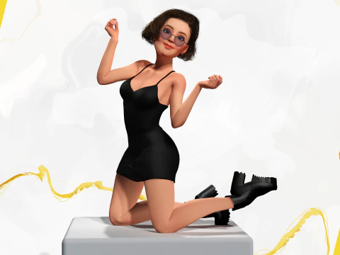 Stylized Cartoon Woman Toon girl 3D Model