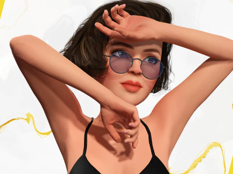 Stylized Cartoon Woman Toon girl 3D Model