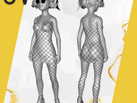 Stylized Cartoon Woman Toon girl 3D Model
