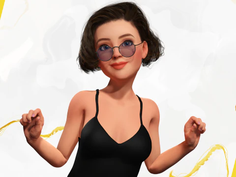 Stylized Cartoon Woman Toon girl 3D Model