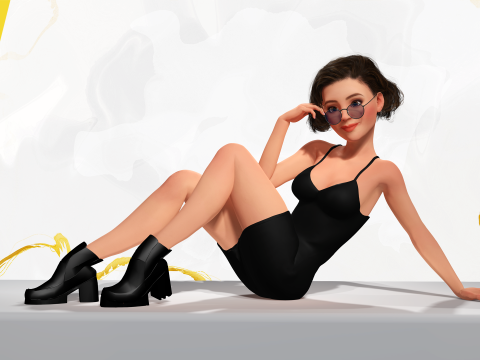 Stylized Cartoon Woman Toon girl 3Dモデル