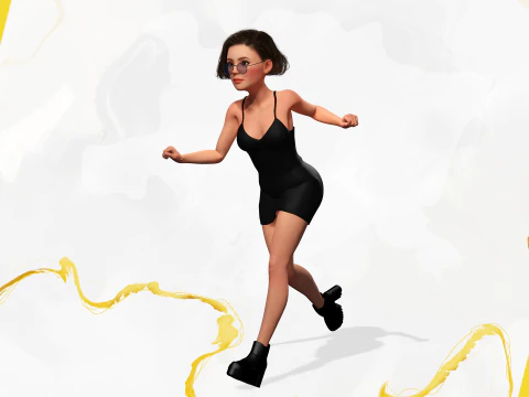 Stylized Cartoon Woman Toon girl 3D Model