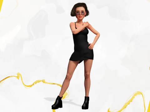 Stylized Cartoon Woman Toon girl 3D Model