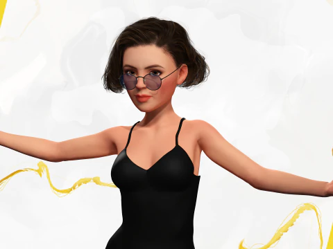 Stylized Cartoon Woman Toon girl 3D Model