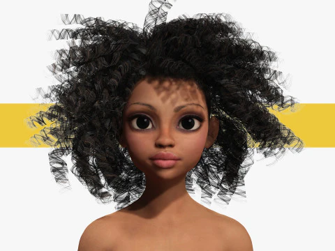 African Female Cartoon Black afro Woman Female 3D 3D Model