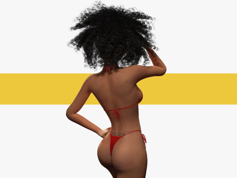African Female Cartoon Black afro Woman Female 3D 3D Model