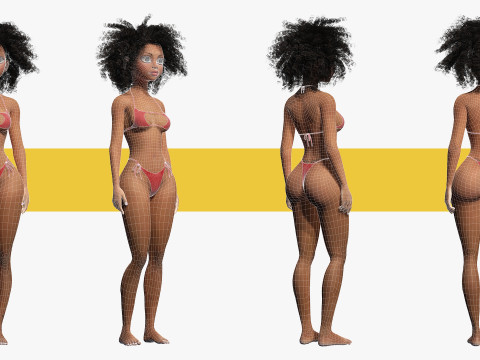 African Female Cartoon Black afro Woman Female 3D 3D Model