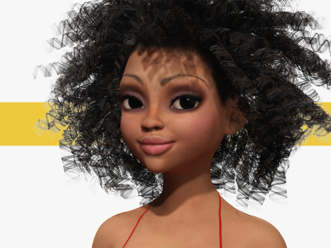 African Female Cartoon Black afro Woman Female 3D 3D Model