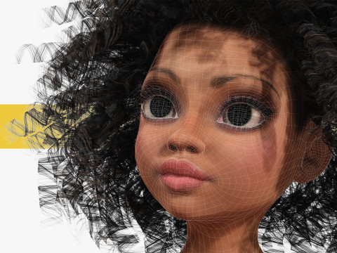 African Female Cartoon Black afro Woman Female 3D 3D Model