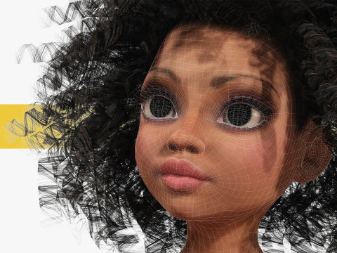 African Female Cartoon Black afro Woman Female 3D 3D Model