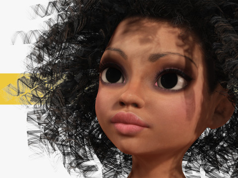 African Female Cartoon Black afro Woman Female 3D 3D Model