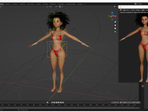 African Female Cartoon Black afro Woman Female 3D 3D Model