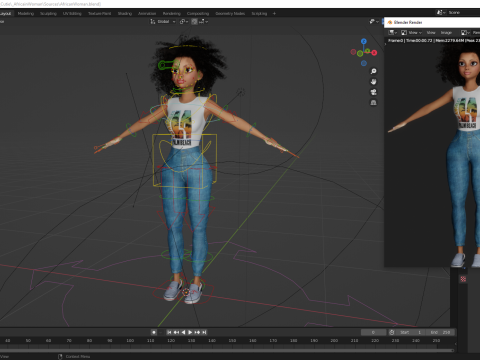 African Female Cartoon Black afro Woman Female 3D 3D Model