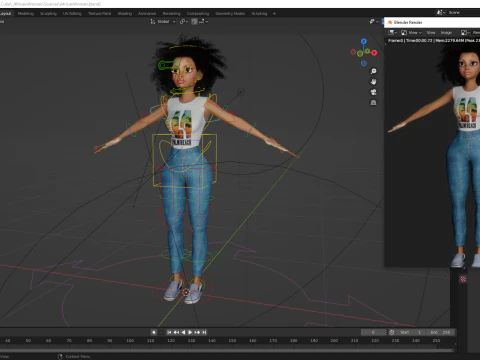 African Female Cartoon Black afro Woman Female 3D 3D Model
