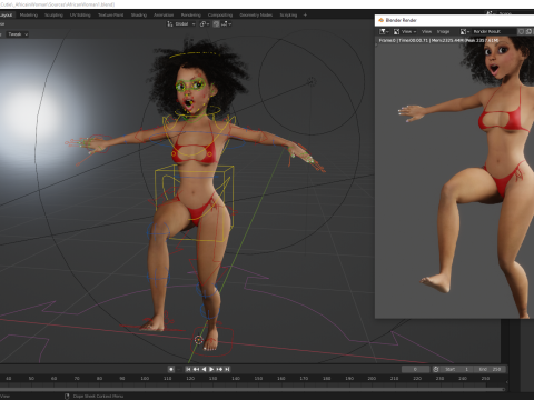 African Female Cartoon Black afro Woman Female 3D 3D Model