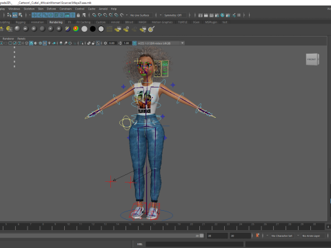 African Female Cartoon Black afro Woman Female 3D 3D Model