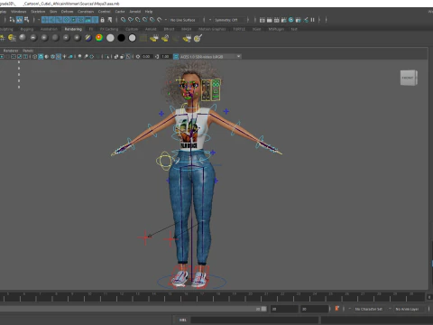 African Female Cartoon Black afro Woman Female 3D 3D Model
