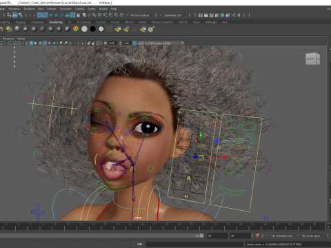African Female Cartoon Black afro Woman Female 3D 3D Model