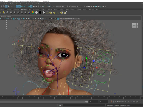 African Female Cartoon Black afro Woman Female 3D 3D Model