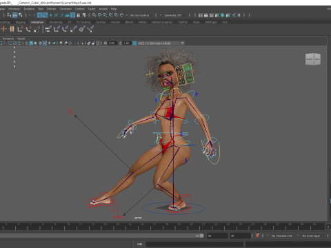African Female Cartoon Black afro Woman Female 3D 3D Model
