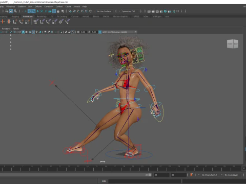 African Female Cartoon Black afro Woman Female 3D 3D Model