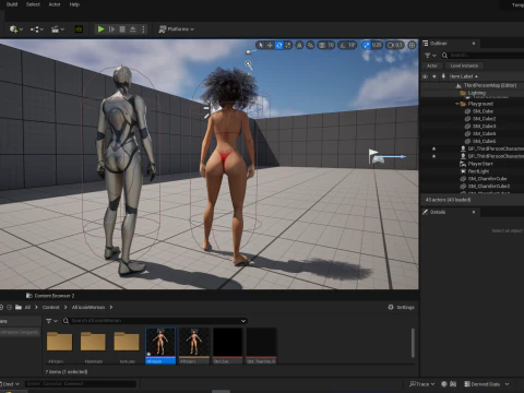 African Female Cartoon Black afro Woman Female 3D 3D Model