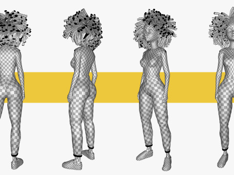 African Female Cartoon Black afro Woman Female 3D 3D Model